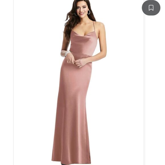 Dressy Collection Satin Cowl-Neck Criss Cross Back Slip Dress Sz- 14 - Picture 1 of 12